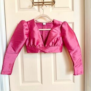 Pink collective the label jacket crop top